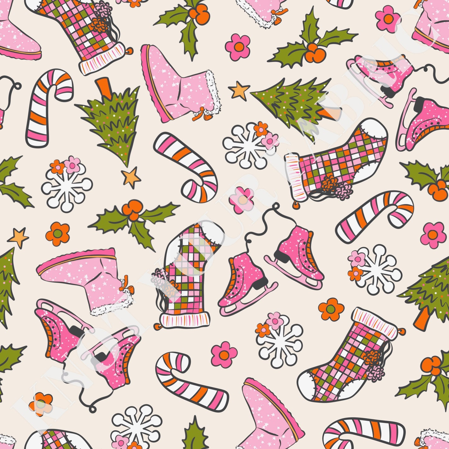 PRE-ORDER Pink Iceskating Christmas