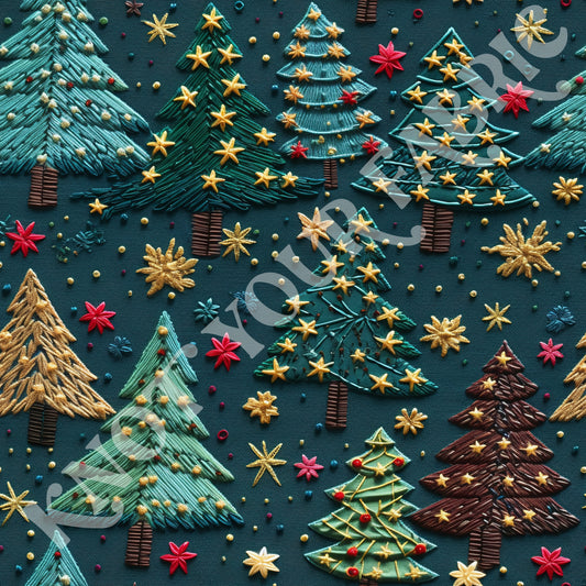 Embroidered Christmas Trees