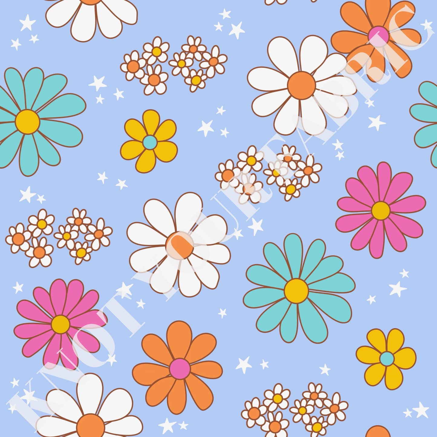 PRE-ORDER Flower Bunches on Periwinkle