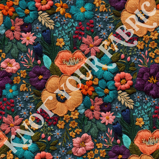 PRE-ORDER Bold Teal Embroidered Floral