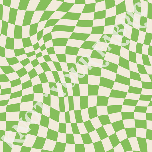 Wavy Green Checkerboard