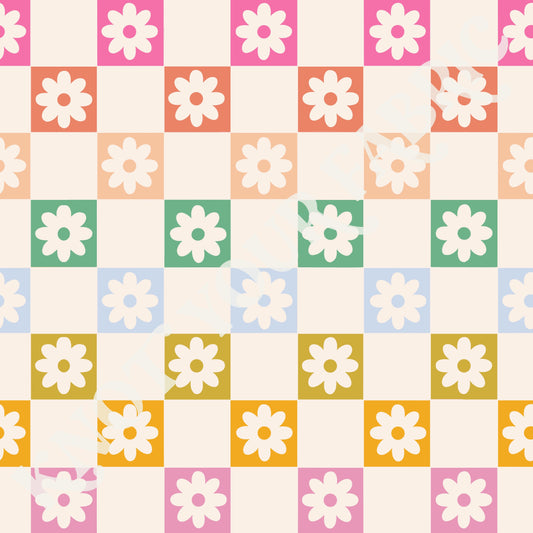 Spring Floral Checkerboard
