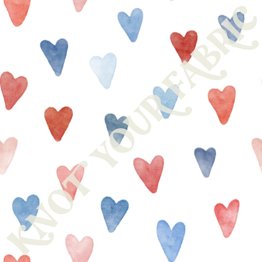 Red, White & Blue Watercolor Hearts