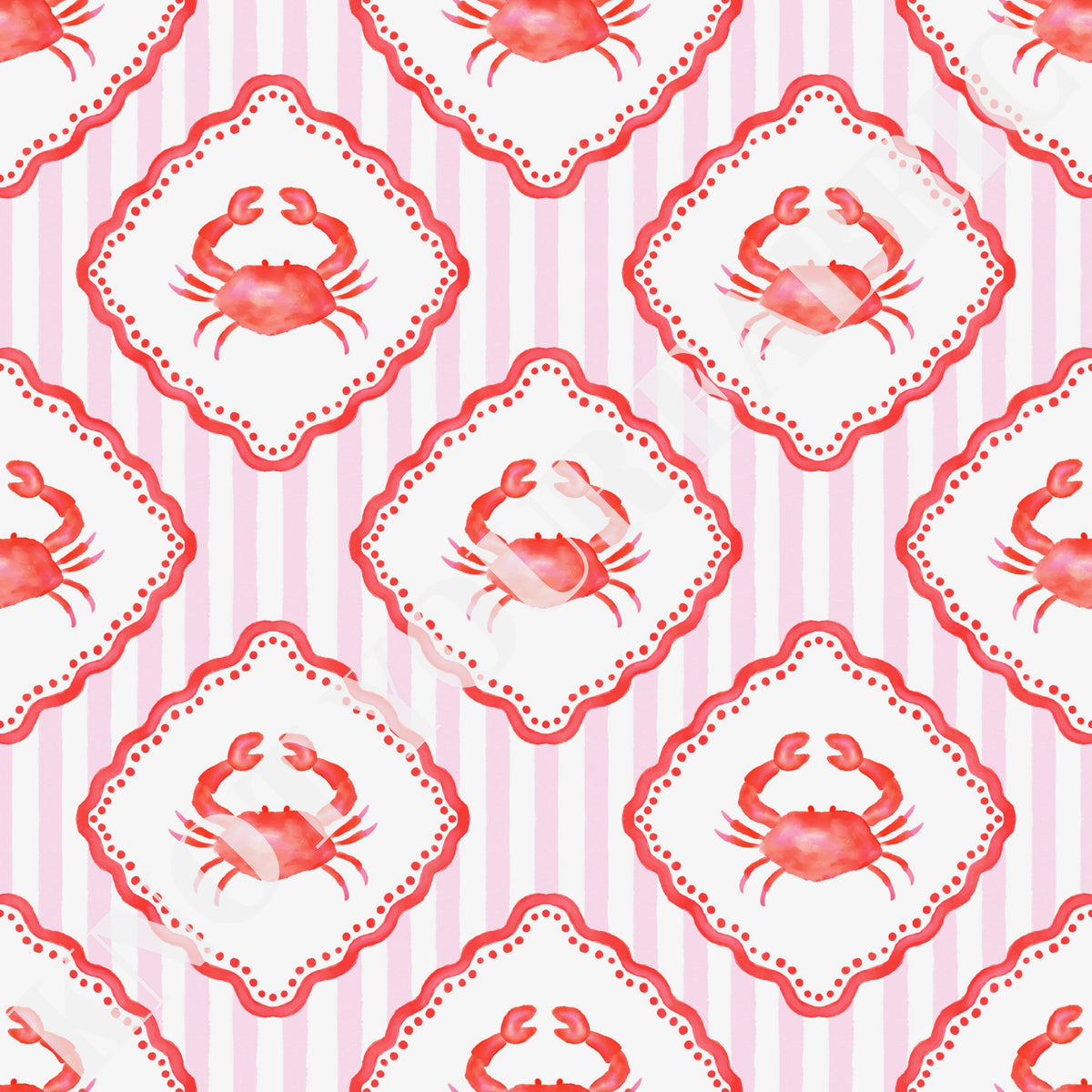 PRE-ORDER Watercolor Crab Pink Stripe