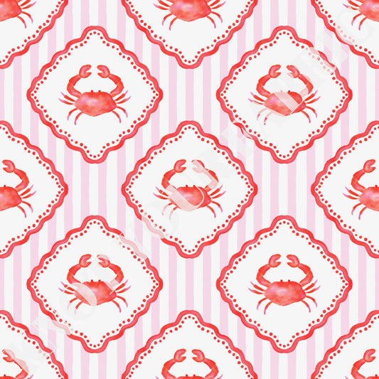 PRE-ORDER Watercolor Crab Pink Stripe