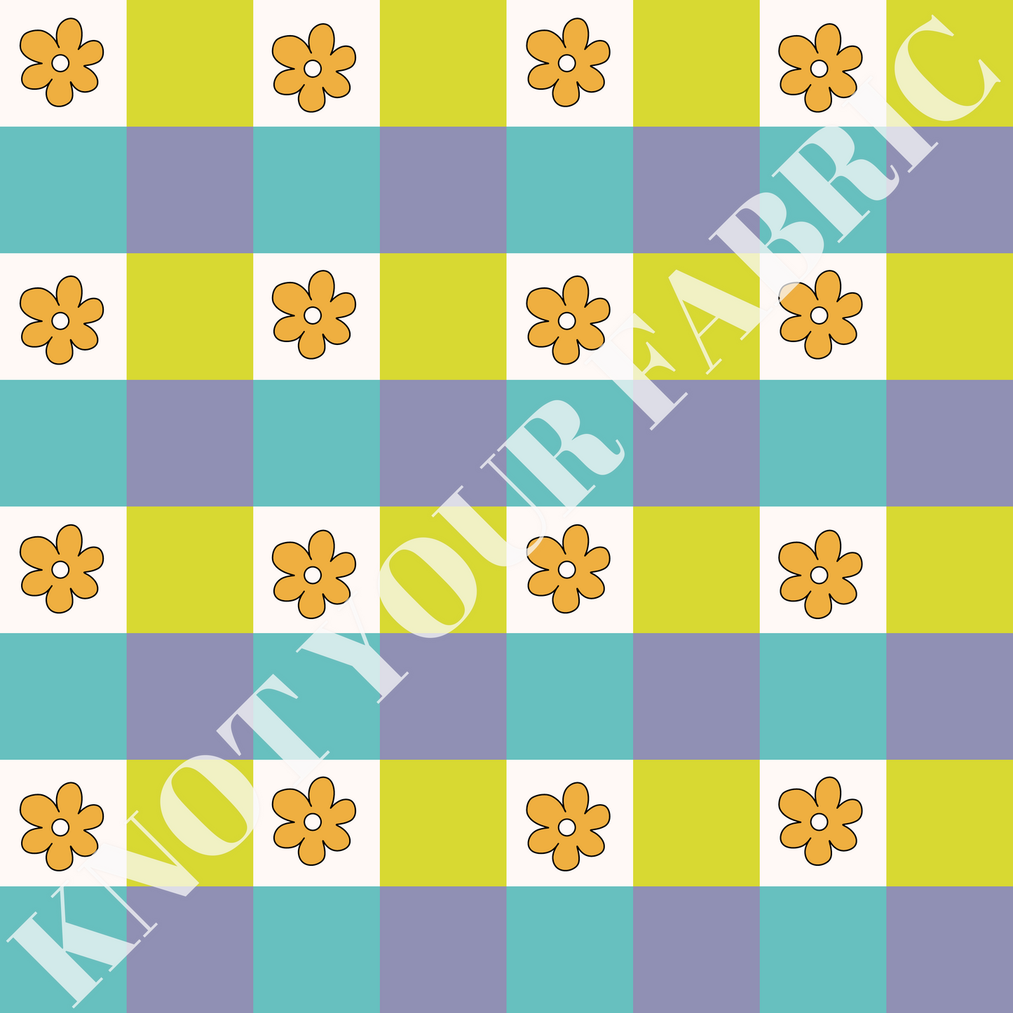PRE-ORDER Tiny Orange Flowers Checkered