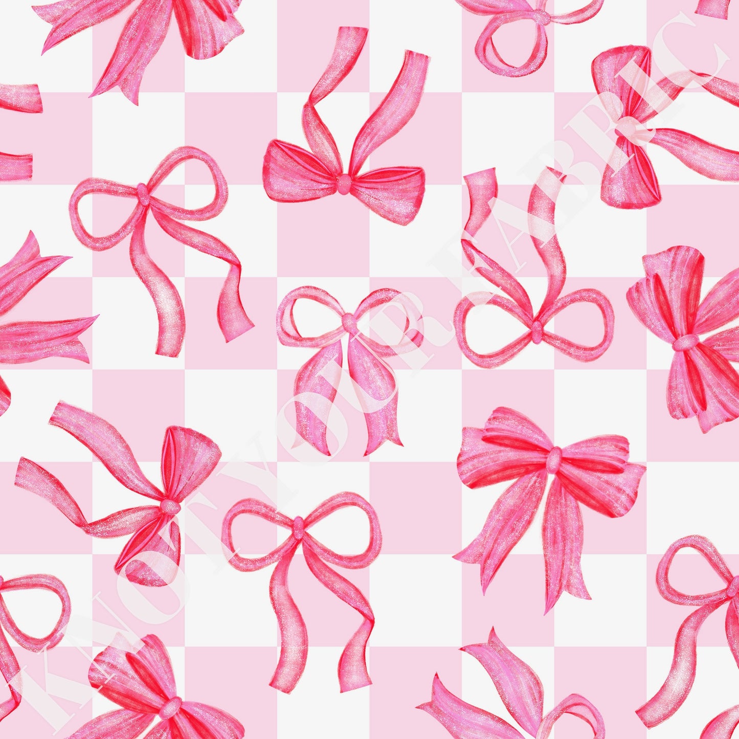 PRE-ORDER Watercolor Pink Bow Checkered