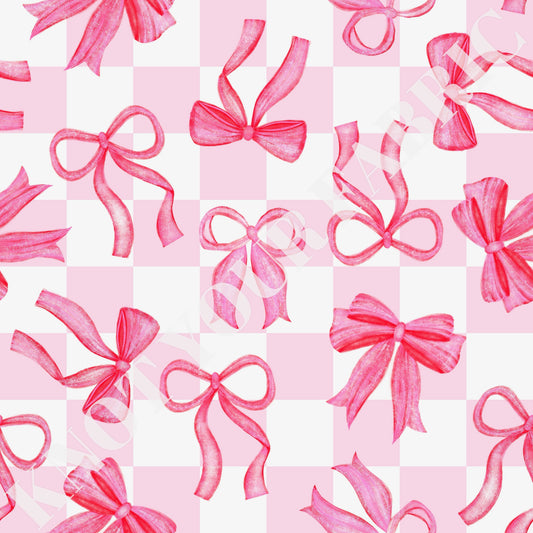 PRE-ORDER Watercolor Pink Bow Checkered