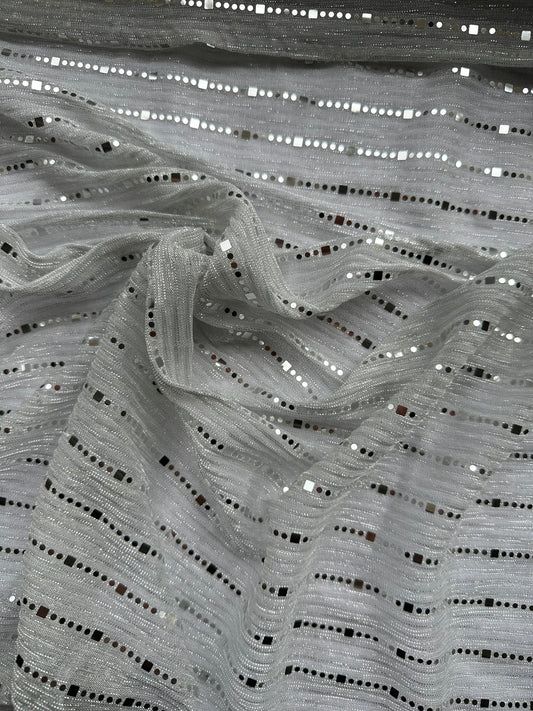 Silver Sparkles Stretch Lace