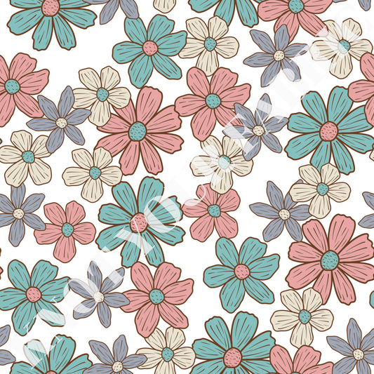 PRE-ORDER Cream, Mauve, Teal Flowers