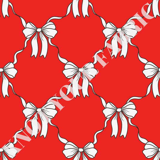 PRE-ORDER White Coquette Bows on Red