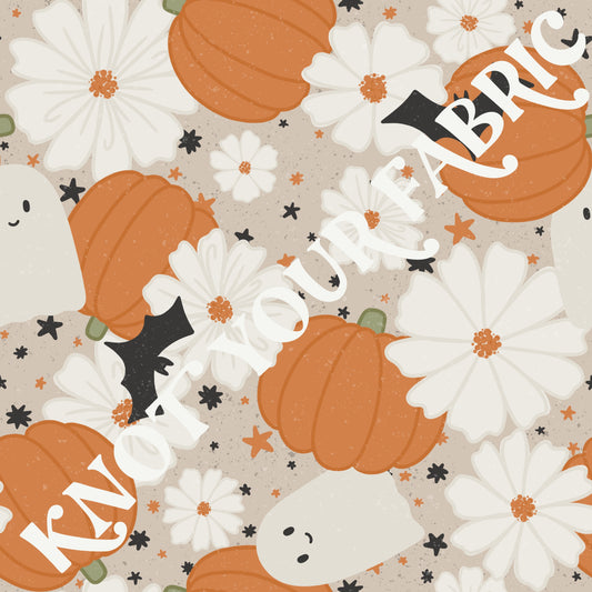 PRE-ORDER Flowery Pumpkin Ghosts Beige