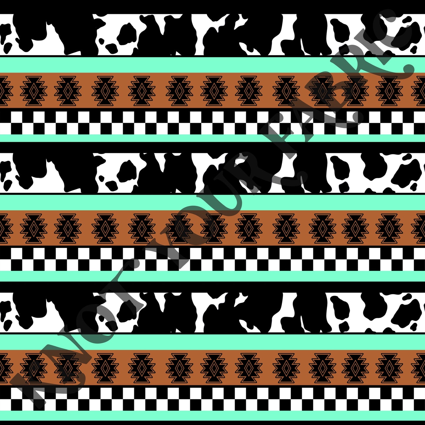 PRE-ORDER Cow & Teal Stripes