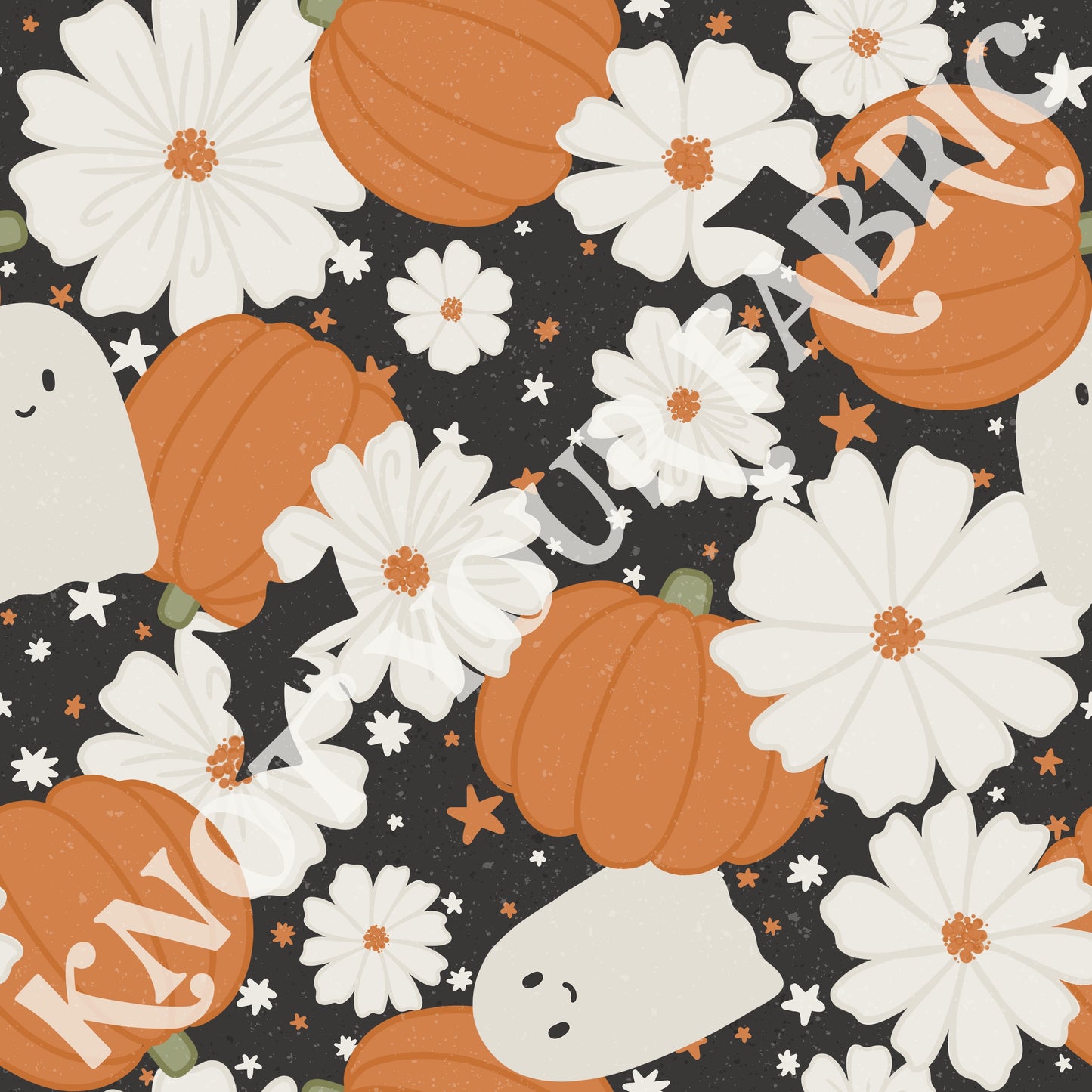 PRE-ORDER Flowery Pumpkin Ghosts Black