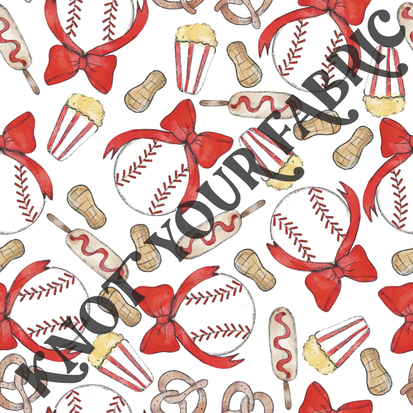 PRE-ORDER Watercolor Sketchy Baseball Bow