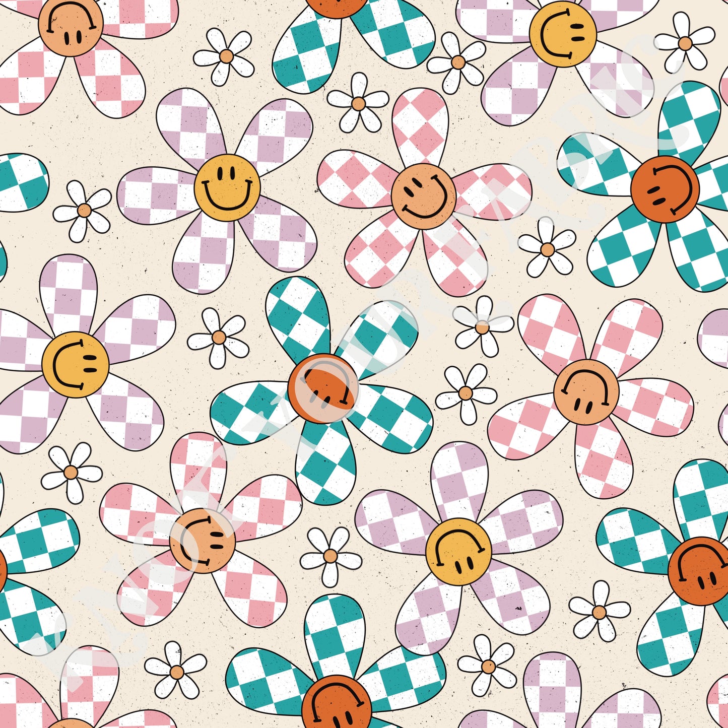 Retro Checkered Flowers