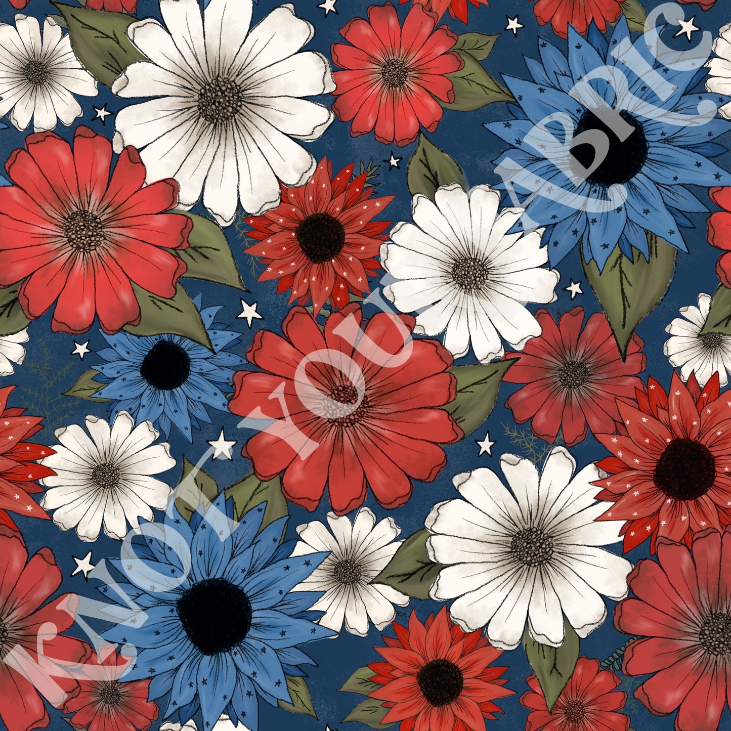 Red, White & Blue Floral