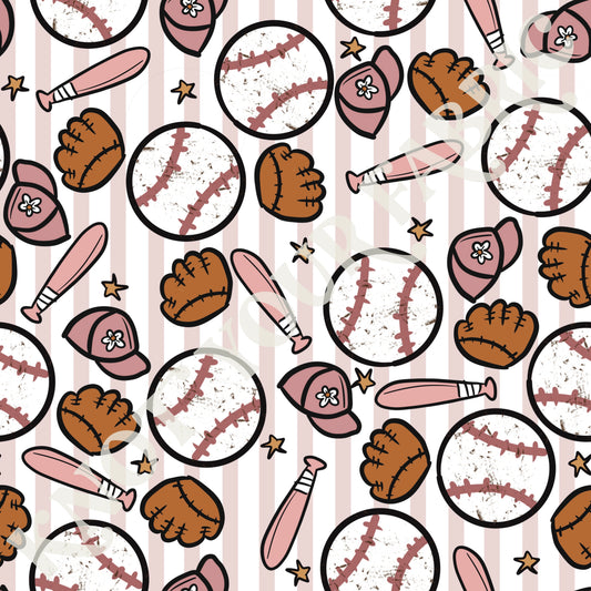 Pink Baseball Pattern Pre-Order Sports – KNOT YOUR FABRIC