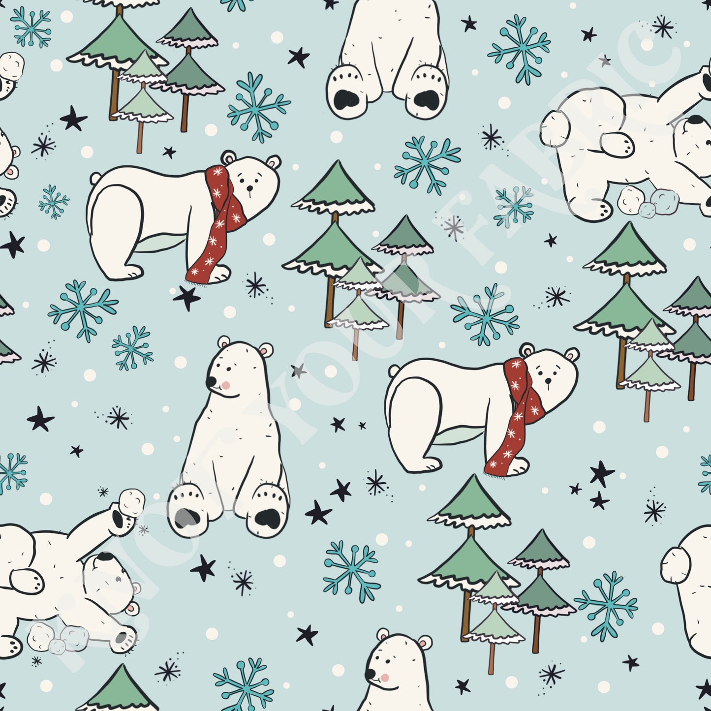 PRE-ORDER Winter Polar Bears Blue